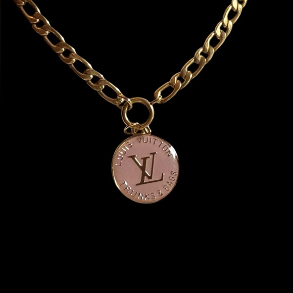 Louis Vuitton Gold Necklace with Pink Medallion - Picture 1 of 3